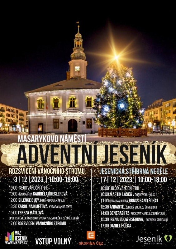 Plakát adventních akcí v Jeseníku.