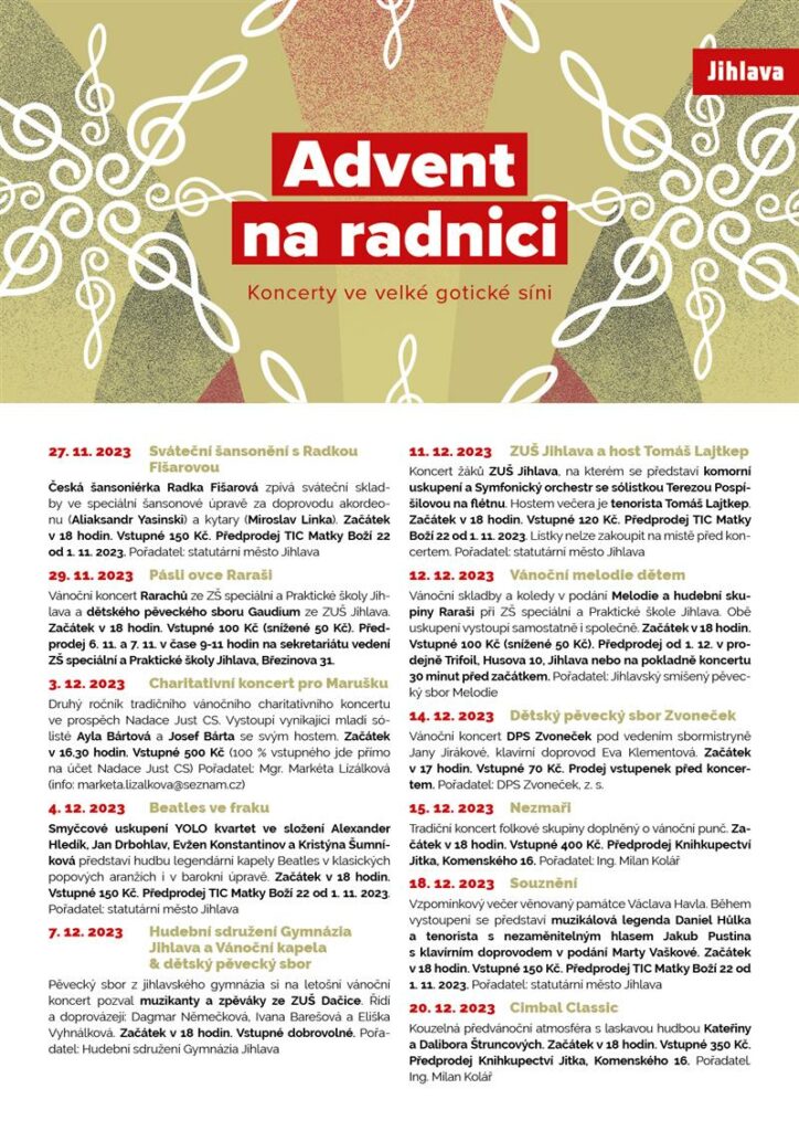 Leták na jihlavský Advent na radnici.