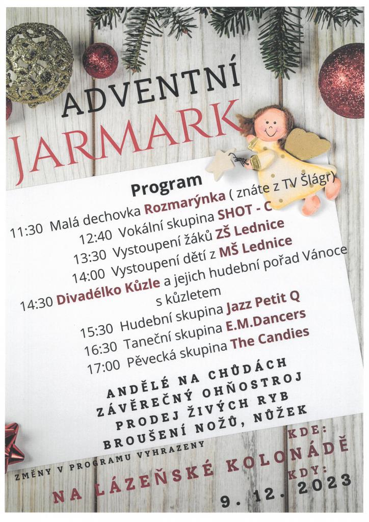 Leták na Adventní jarmark v Lednici 2023. 