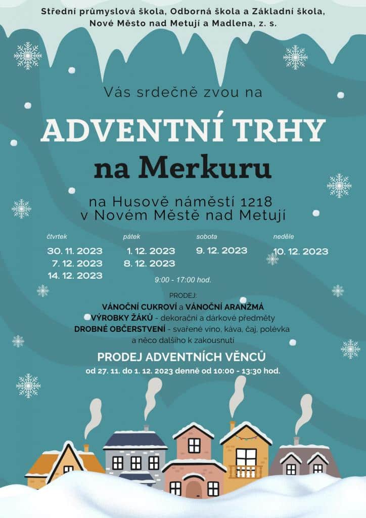 Leták na adventní trhy na Merkuru.