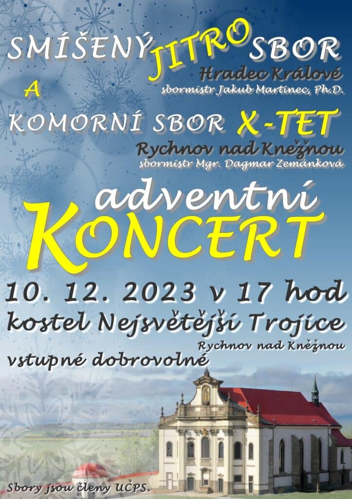 Plakát na vánoční koncert v Rychnově. 