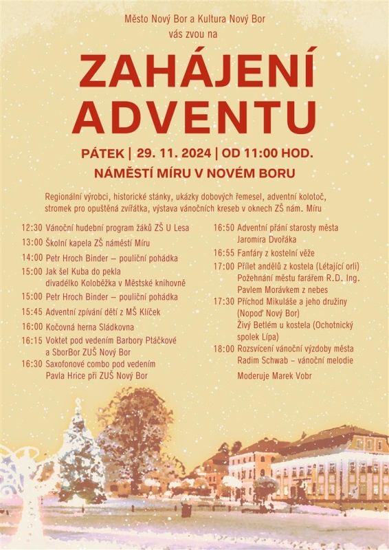 Leták na Zahájení adventu v Novém Boru. 