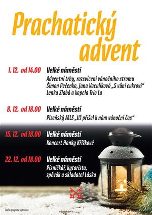 Plakát adventu v Prachaticích.