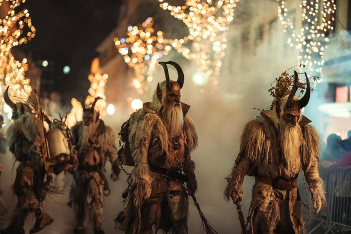 Krampuský průvod v Klagenfurtu.