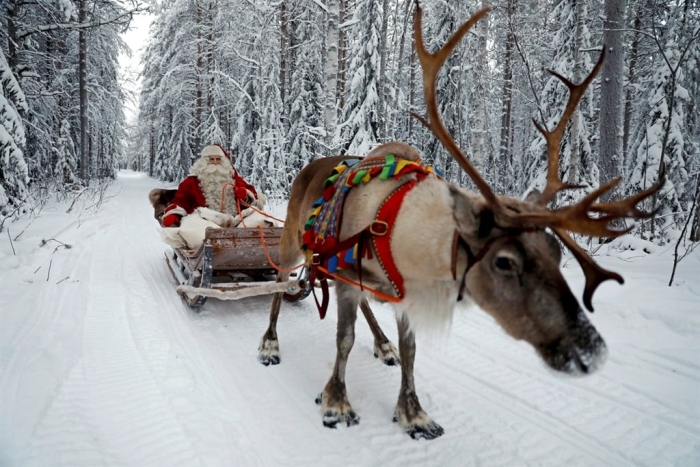 Santa Claus na saniach.