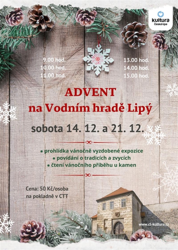 Plakát adventu na hradě Lipý.